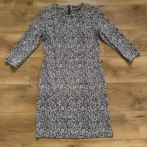 J. McLaughlin Catalina Cloth Dress Medium‎ Black Brown Geometric 3/4 Sleeve Zip